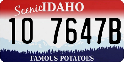 ID license plate 1O7647B