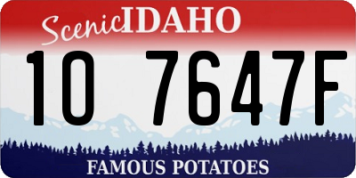 ID license plate 1O7647F