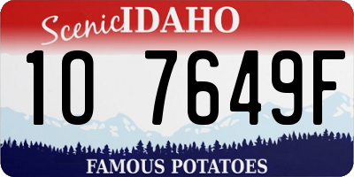 ID license plate 1O7649F