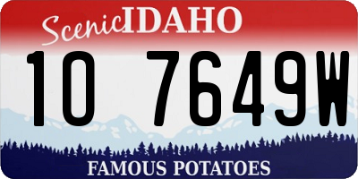 ID license plate 1O7649W