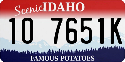 ID license plate 1O7651K