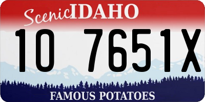ID license plate 1O7651X