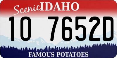 ID license plate 1O7652D