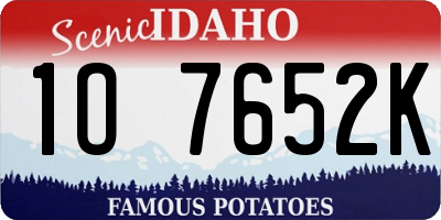ID license plate 1O7652K