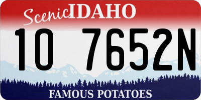 ID license plate 1O7652N