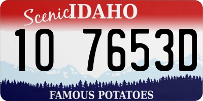 ID license plate 1O7653D