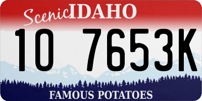 ID license plate 1O7653K