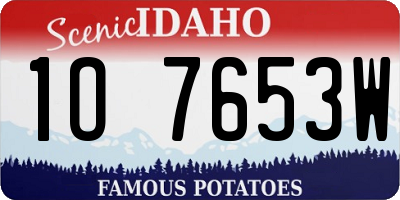 ID license plate 1O7653W