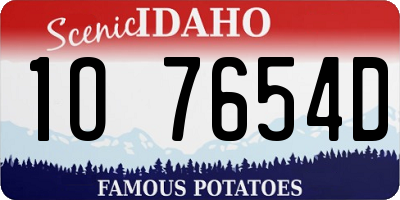 ID license plate 1O7654D