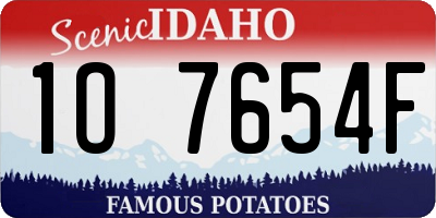 ID license plate 1O7654F