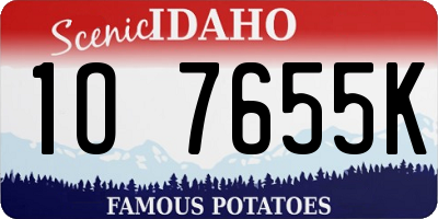 ID license plate 1O7655K