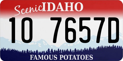 ID license plate 1O7657D