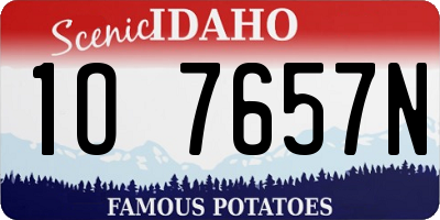 ID license plate 1O7657N