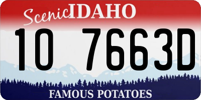ID license plate 1O7663D