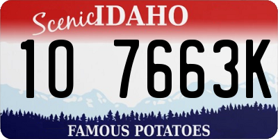 ID license plate 1O7663K