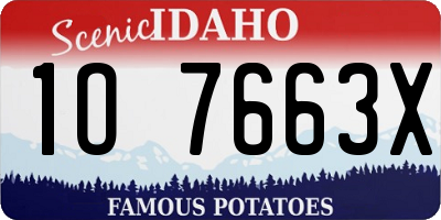 ID license plate 1O7663X