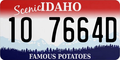 ID license plate 1O7664D
