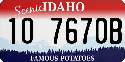ID license plate 1O7670B