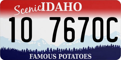 ID license plate 1O7670C