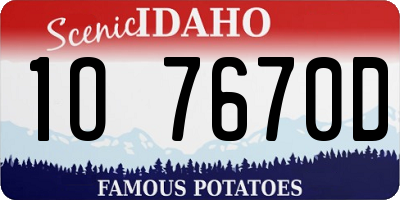 ID license plate 1O7670D
