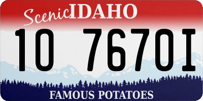 ID license plate 1O7670I