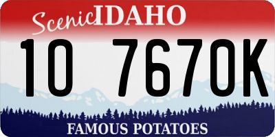 ID license plate 1O7670K