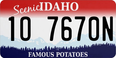ID license plate 1O7670N