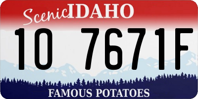 ID license plate 1O7671F