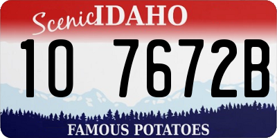 ID license plate 1O7672B