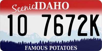 ID license plate 1O7672K
