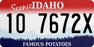 ID license plate 1O7672X