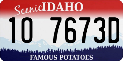 ID license plate 1O7673D
