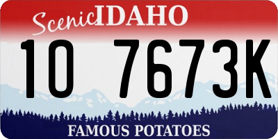 ID license plate 1O7673K