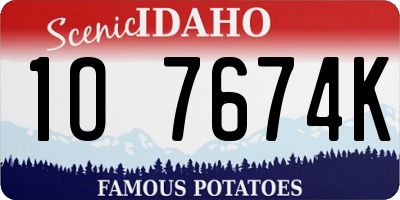 ID license plate 1O7674K