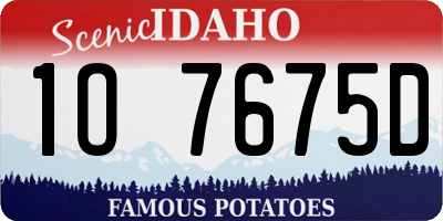 ID license plate 1O7675D