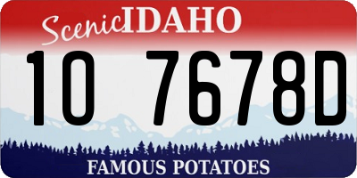 ID license plate 1O7678D