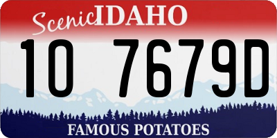 ID license plate 1O7679D