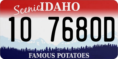 ID license plate 1O7680D