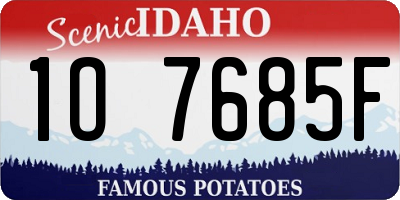 ID license plate 1O7685F
