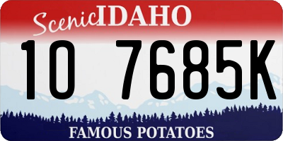 ID license plate 1O7685K