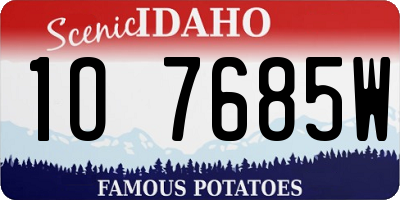 ID license plate 1O7685W