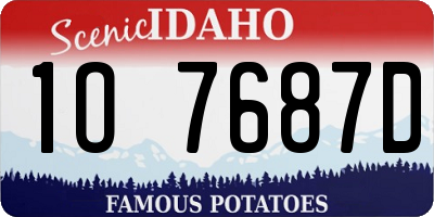 ID license plate 1O7687D