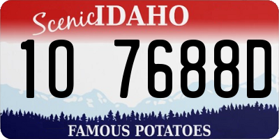 ID license plate 1O7688D