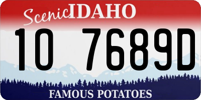 ID license plate 1O7689D