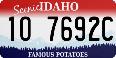 ID license plate 1O7692C