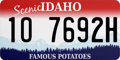 ID license plate 1O7692H