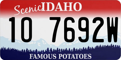 ID license plate 1O7692W