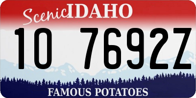 ID license plate 1O7692Z