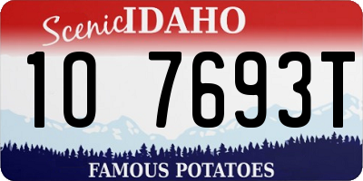 ID license plate 1O7693T
