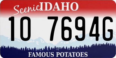 ID license plate 1O7694G